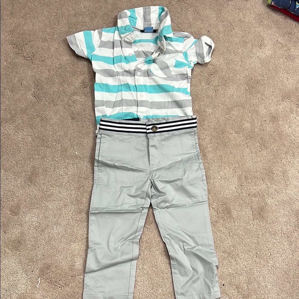 Andy & Evan Kids Matching Set - Aqua and Gray